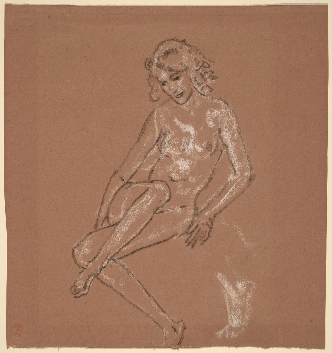 Seated Nude and a Foot by Arthur B. Davies, drawing, 1920