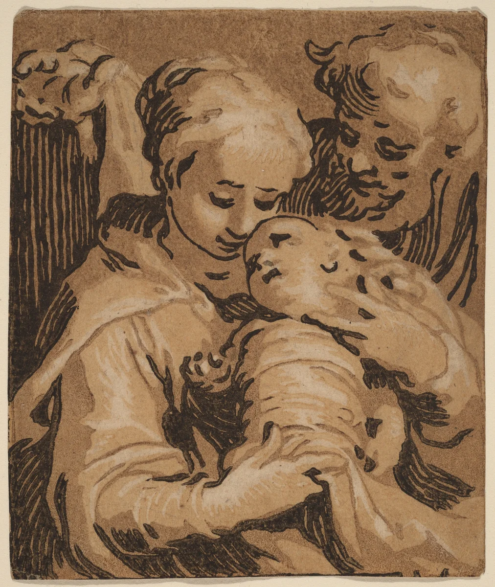 The Holy Family by Ludwig Büsinck; Abraham Bloemaert, print, 1620-1623
