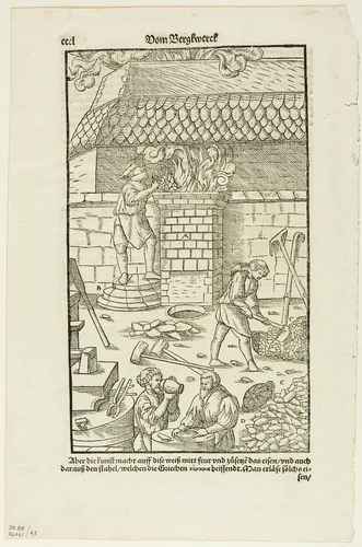 Page CCCL from Vom Bergwerck XII Bücher by Agricola, plate 43 from Woodcuts from Books of the XVI Century by Hans Rudolf Manuel Deutsch, print, 1557