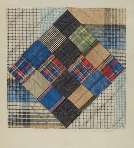 Silk Bed Quilt by Elgin Moncure Styll, index of american design, 1941
