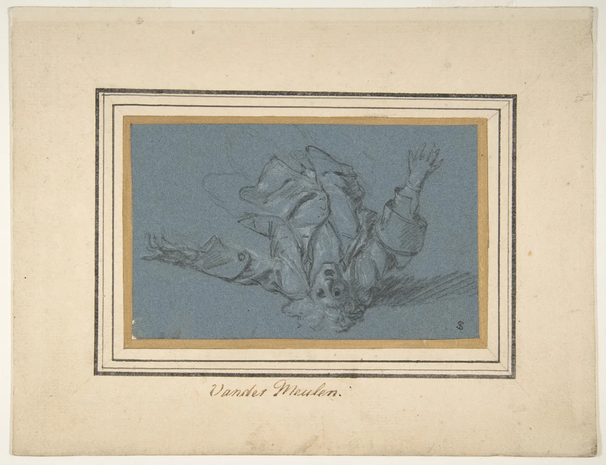 Study of a Fallen Soldier by Adam Frans van der Meulen, drawing, 1645-1690