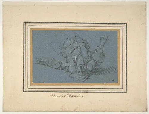 Study of a Fallen Soldier by Adam Frans van der Meulen, drawing, 1645-1690