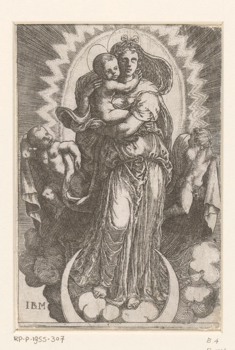 Maria met Kind op de maansikkel by Unknown, print, 1513-1575