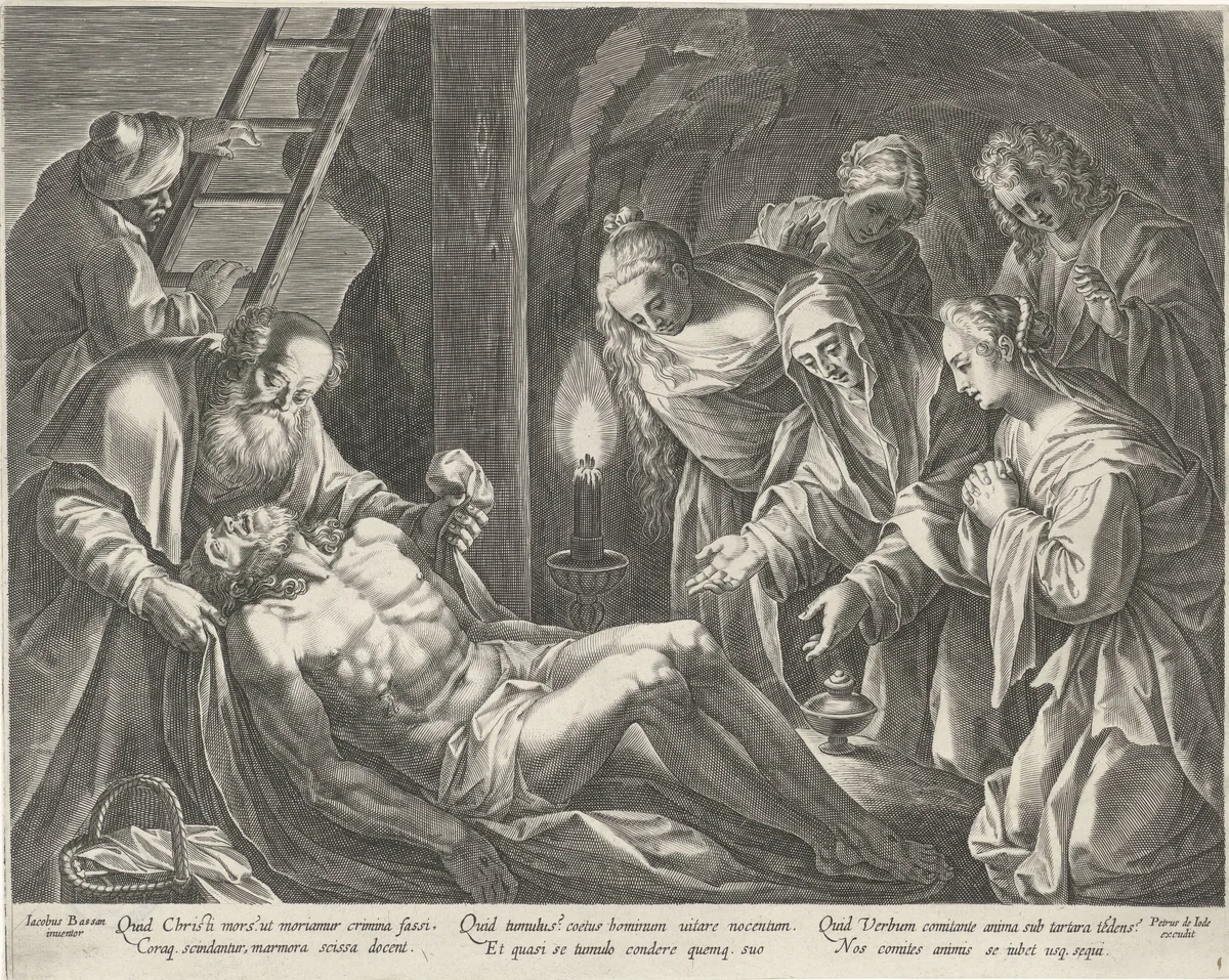 Graflegging van Christus by Pieter de Jode, print, 1590-1632