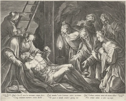 Graflegging van Christus by Pieter de Jode, print, 1590-1632