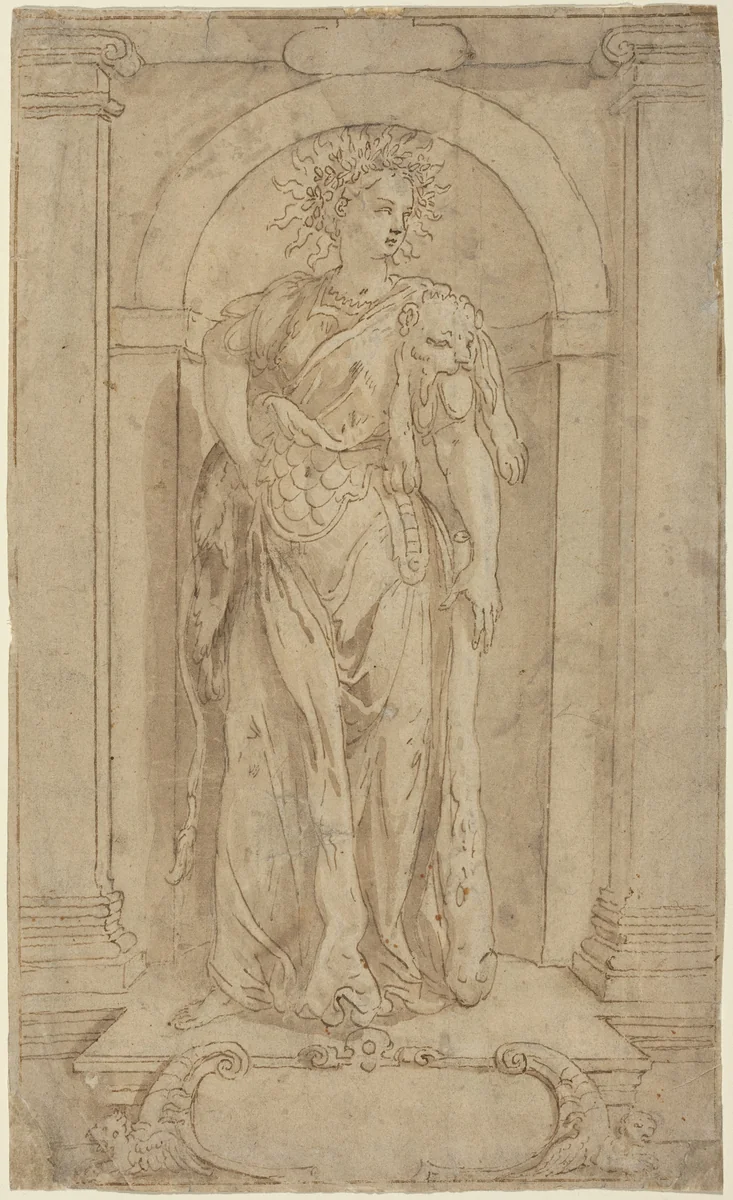 Fortitude by Maarten de Vos, drawing, 1532-1603