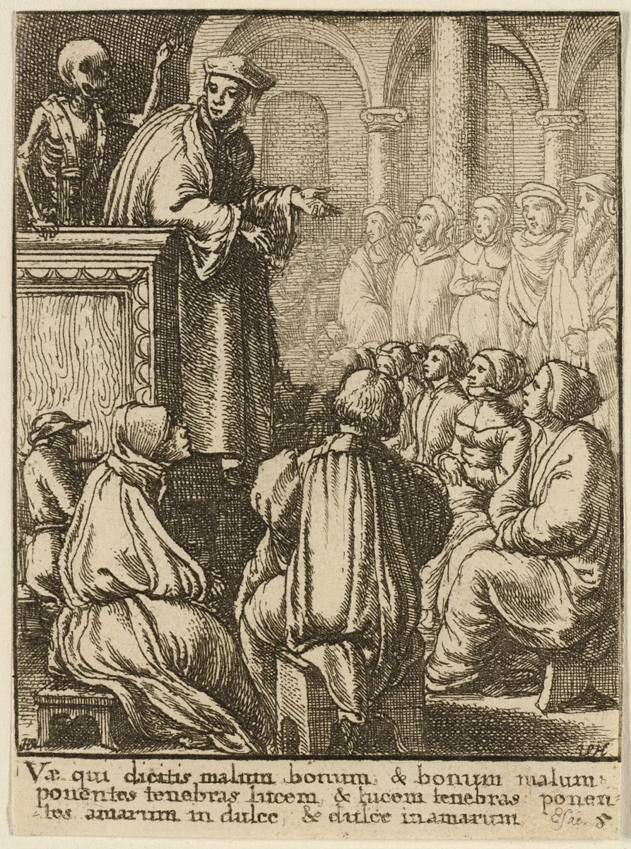 The Preacher and Death by Wenceslaus Hollar
Hans Holbein the younger, print, 1651