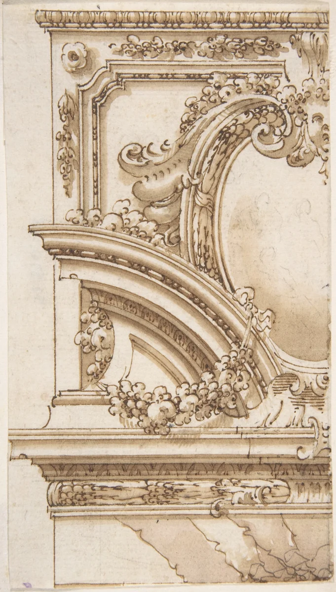 Designs for an Overdoor Decoration (recto); Various Sketches (verso) by anonymous, drawing, 1740-1760