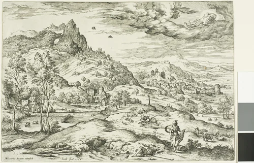 Mercury with the Head of Argus by Hieronymus Cock, print, 1558