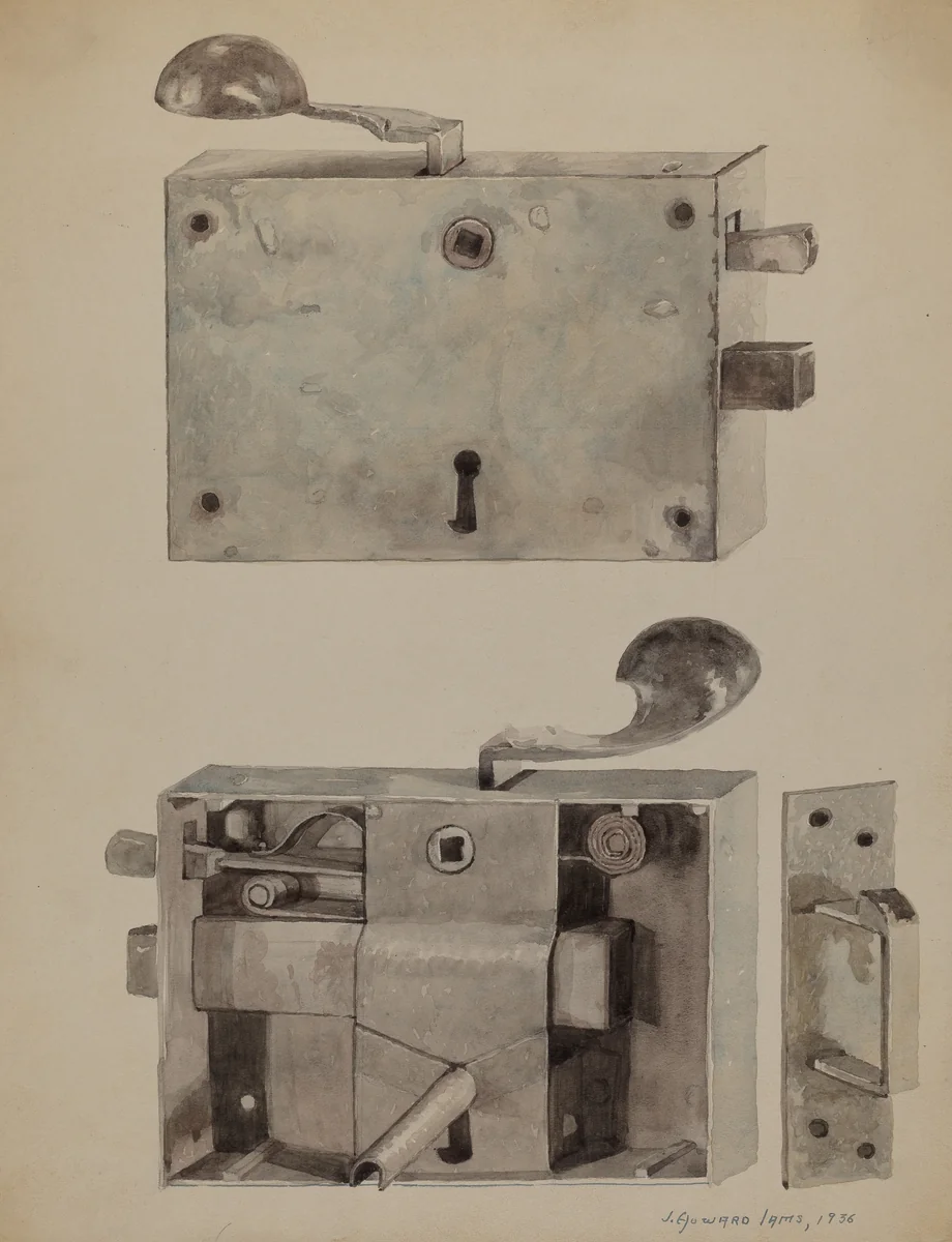 Wrought Iron Lock by J. Howard Iams, index of american design, 1936