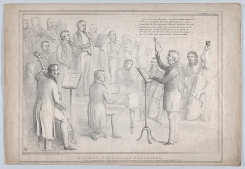 Ancient Concerts – A Rehearsal by John Doyle, print, 1838