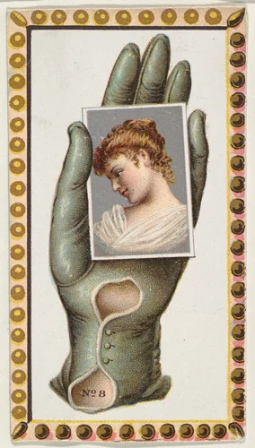 Card Number 8, cut-out from banner advertising the Opera Gloves series (G29) for Allen & Ginter Cigarettes by Allen & Ginter, print, 1885-1895