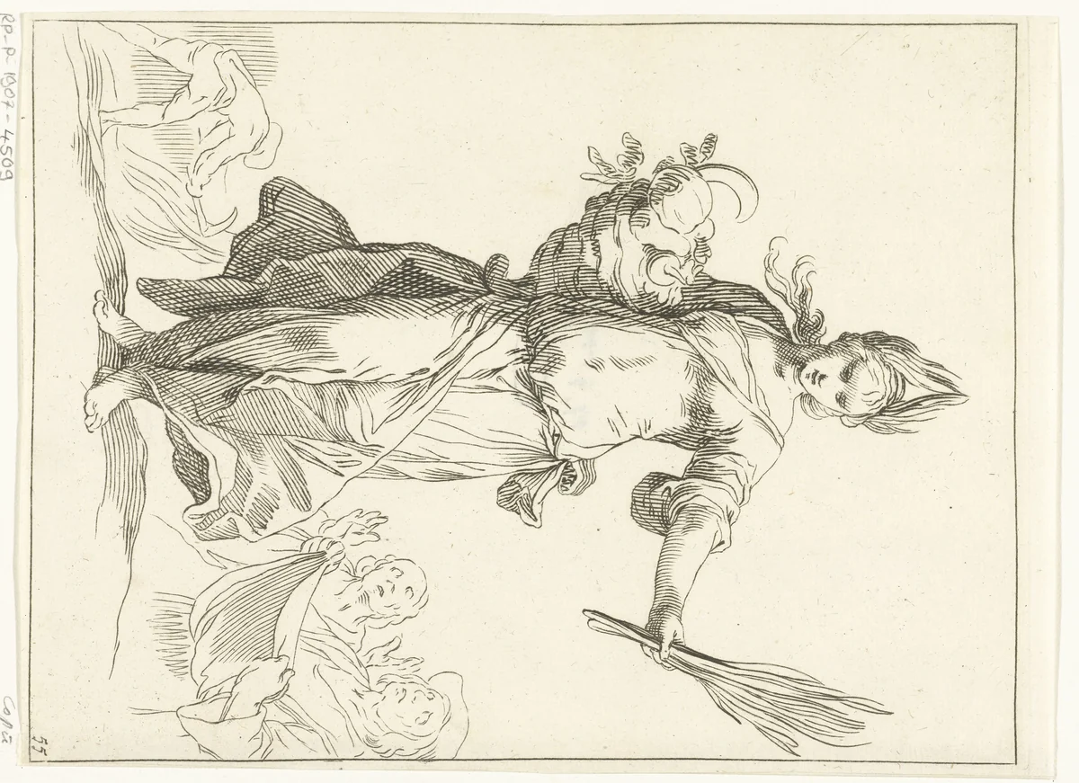 Vrouw met hoorn des overvloeds en korenaren by anonymous, print, 1679-1750