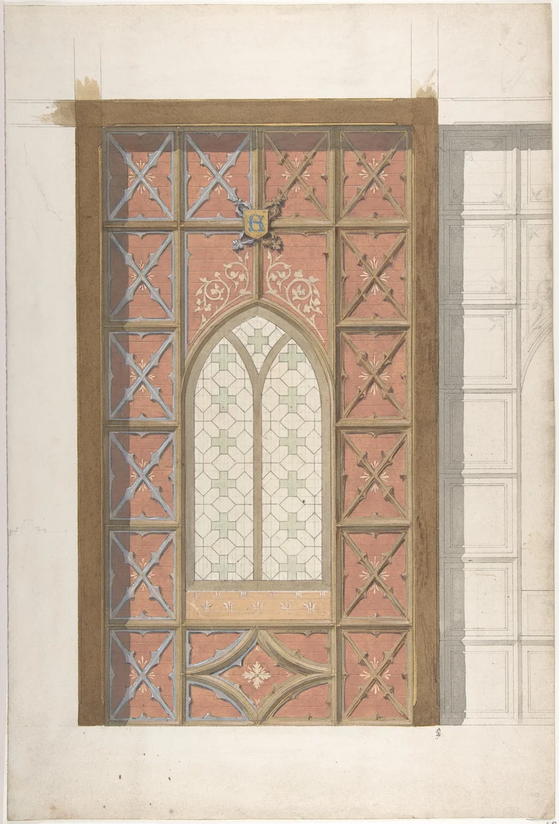 Design for Elevation of Window, Saint Clotilde by Jules-Edmond-Charles Lachaise, drawing, 1850-1900