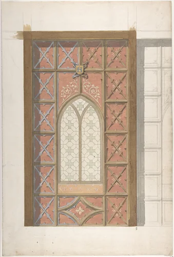 Design for Elevation of Window, Saint Clotilde by Jules-Edmond-Charles Lachaise, drawing, 1850-1900