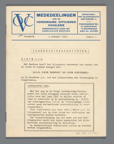 Mededeelingen van de Vereeniging Officieren Cavalerie by Vereeniging Officieren Cavalerie, other, 1937