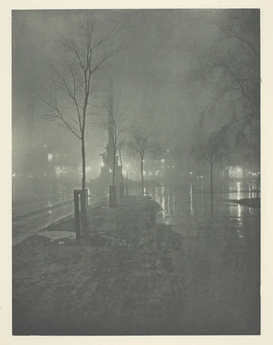 Wet Night, Columbus Circle, New York, No. 11 from the portfolio "American Pictorial Photography, Series I" (1899) by William A Fraser, print, 1892-1902