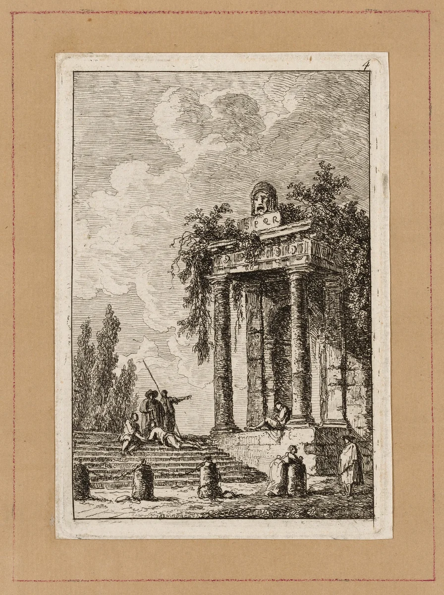 Plate Four from Evenings in Rome by Hubert Robert, print, 1763-1764