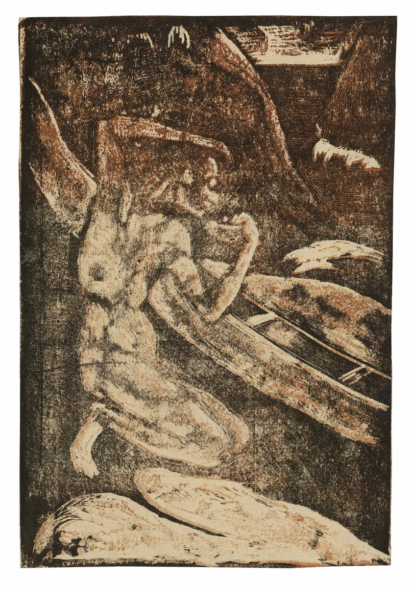 A Fisherman Drinking Beside His Canoe by Paul Gauguin, print, 1894