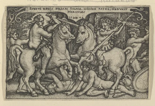 Hercules Raping Jole, from "The Labors of Hercules" by Sebald Beham, print, 1544