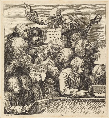 A Chorus of Singers by William Hogarth, print, 1732