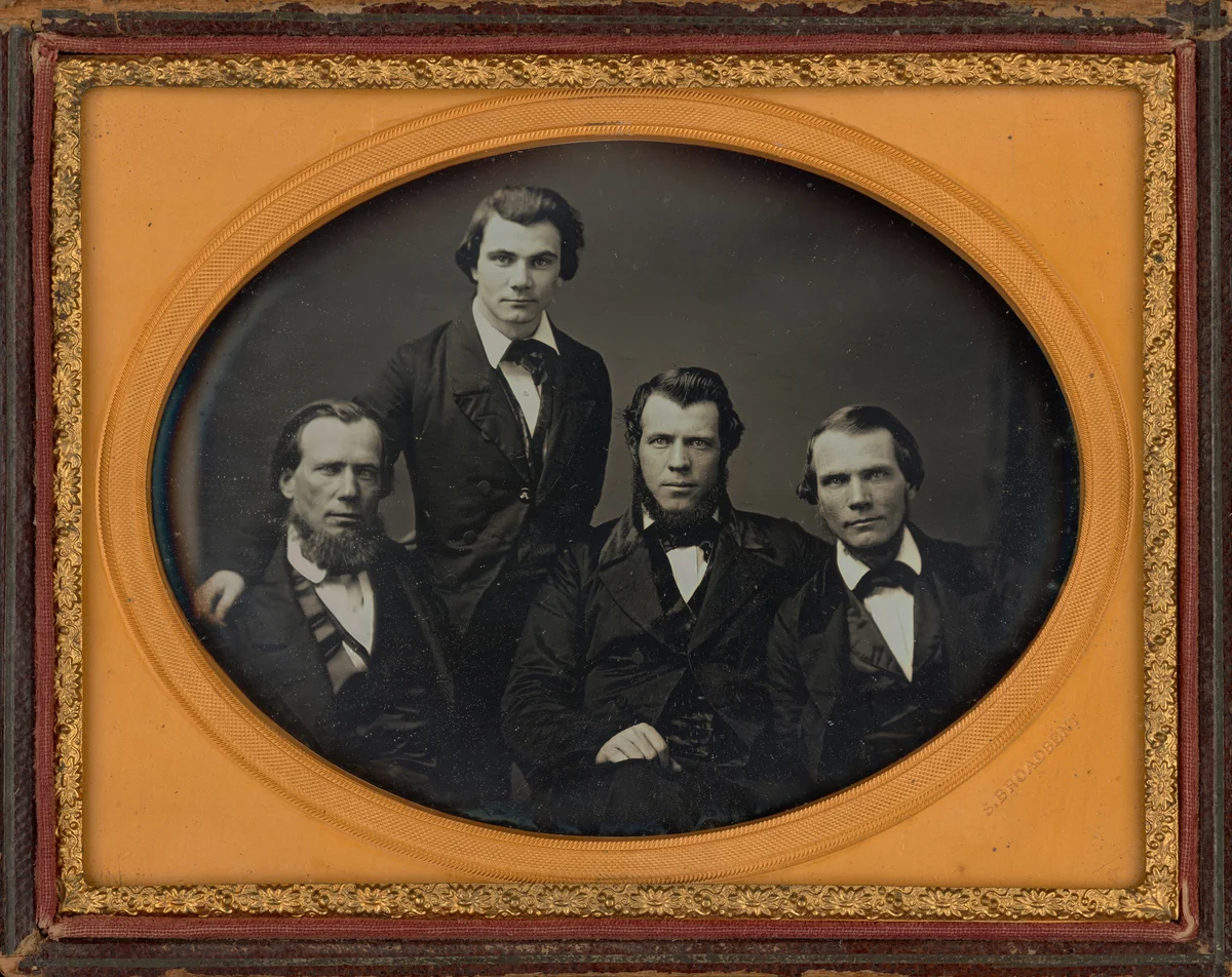 Portrait of Four Men by Samuel Broadbent, photograph, 1850-1859