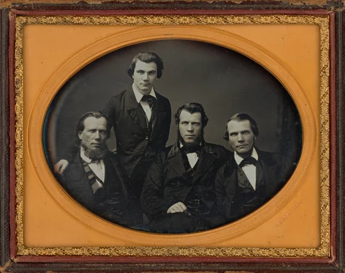 Portrait of Four Men by Samuel Broadbent, photograph, 1850-1859