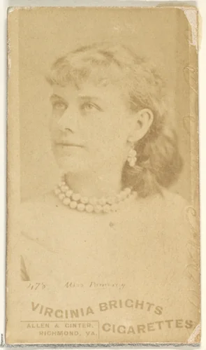 Card 478, Miss Pomeroy, from the Actors and Actresses series (N45, Type 1) for Virginia Brights Cigarettes by Allen & Ginter, photograph, 1885-1891