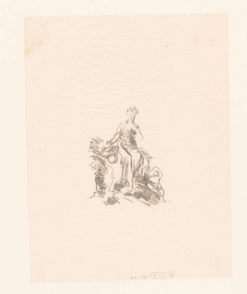 Nimf met twee putti by Henri Fantin-Latour, print, 1903-1906
