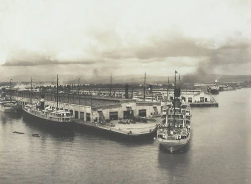 Cristobal Terminals. General view of Piers 8, 9, 10 and 11 from a point off the end of Pier No. 7 by Unidentified Photographer, photograph, 1915