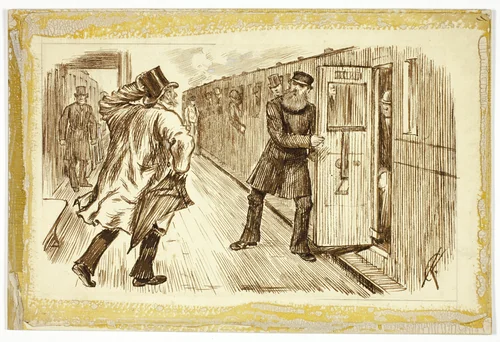 Man Catching Train by Charles Samuel Keene, drawing, 1843-1891