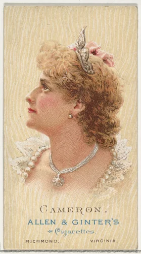Cameron, from World's Beauties, Series 2 (N27) for Allen & Ginter Cigarettes by Allen & Ginter, print, 1888