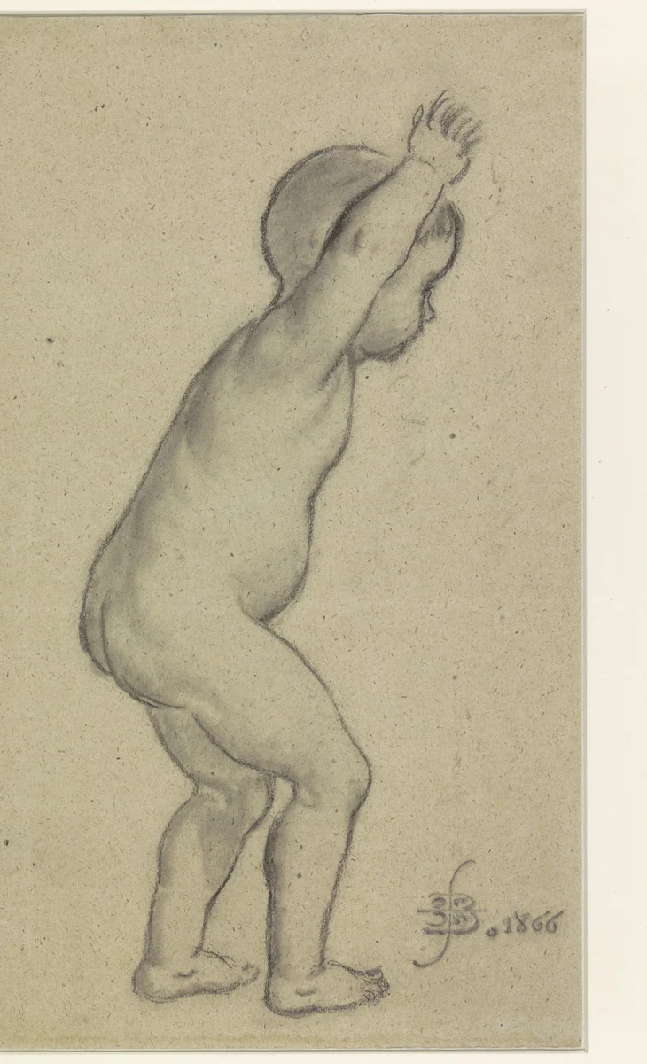 Portret van Edouard de Block-Loor als kind van twee by Eugène François de Block, drawing, 1866