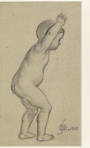 Portret van Edouard de Block-Loor als kind van twee by Eugène François de Block, drawing, 1866