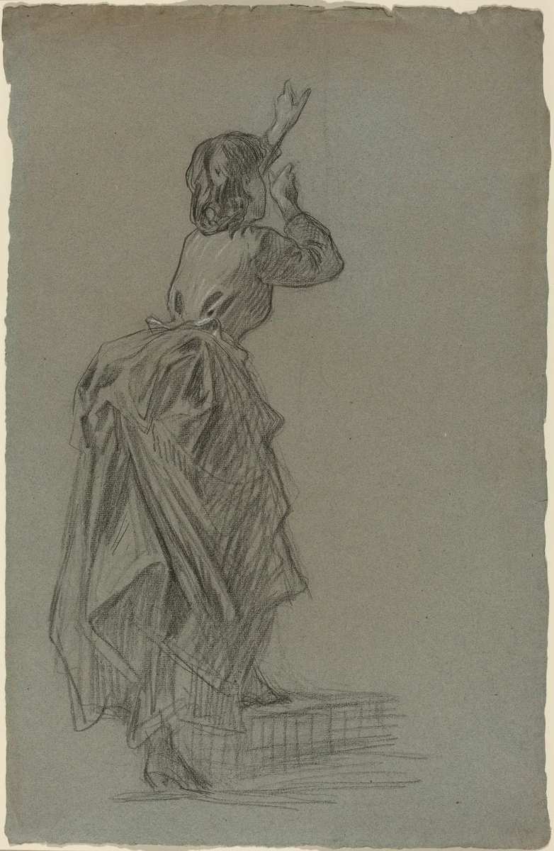 Young Woman Climbing a Step by French 19th Century, drawing, 1890-1899