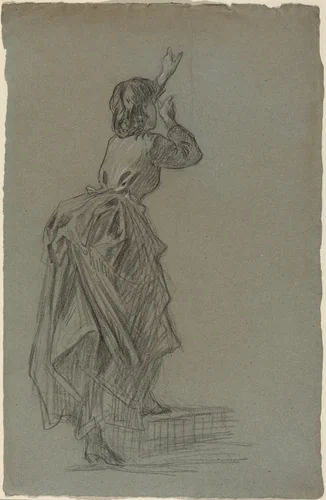 Young Woman Climbing a Step by French 19th Century, drawing, 1890-1899