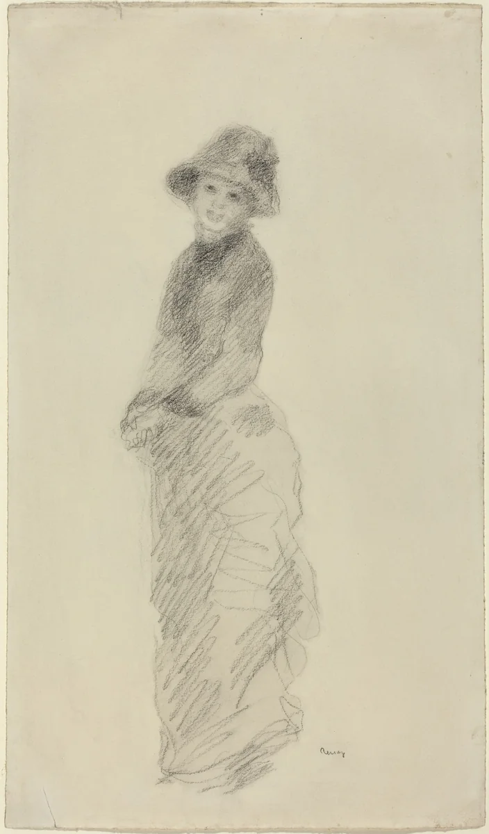 Young Woman Standing by Auguste Renoir, drawing, 1880