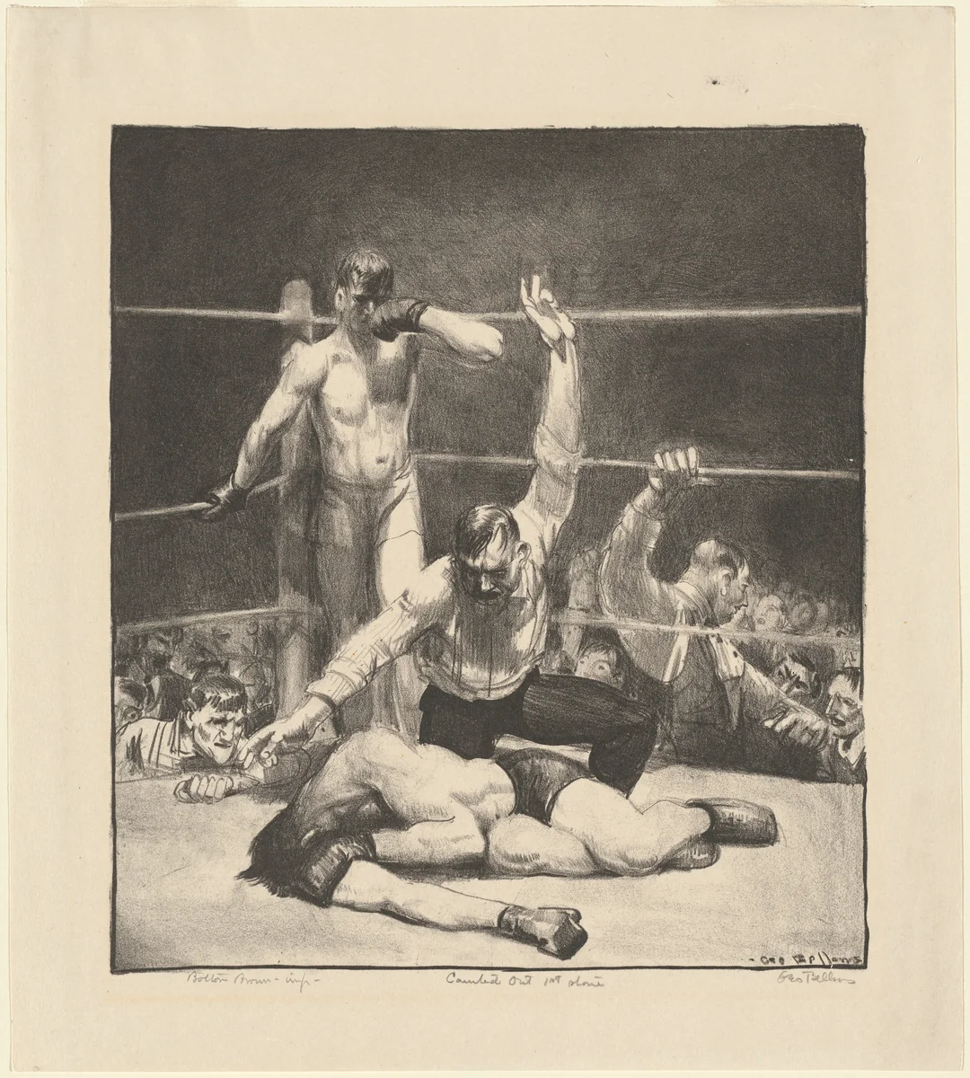 Counted Out, first stone by George Bellows, print, 1921