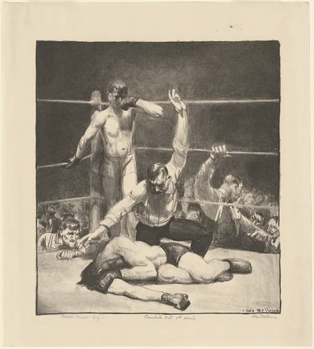 Counted Out, first stone by George Bellows, print, 1921