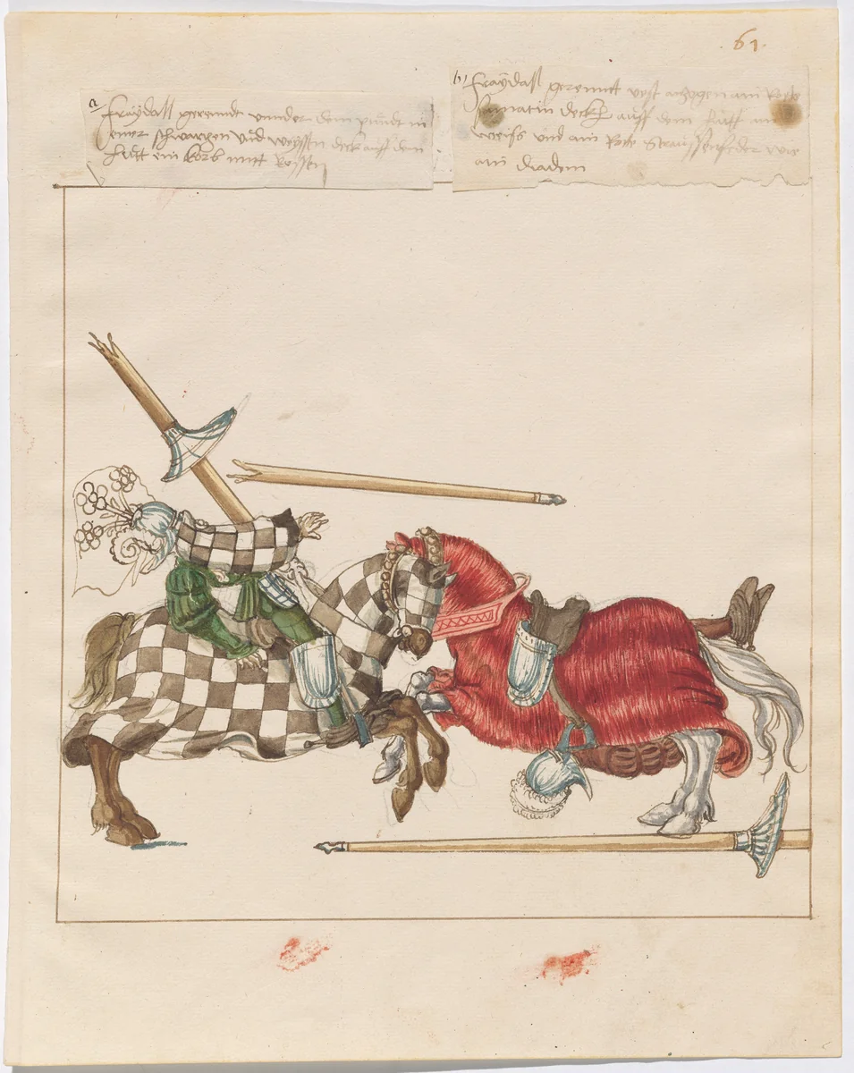 Mock Joust of War with Fixed Shields by German 16th Century, drawing, 1515