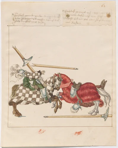 Mock Joust of War with Fixed Shields by German 16th Century, drawing, 1515