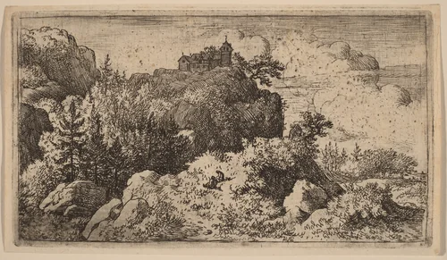 Firs in the Defile by Allart van Everdingen, print, 1645-1656