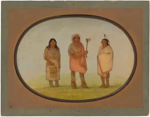 Three Piankeshaw Indians by George Catlin, painting, 1861-1869