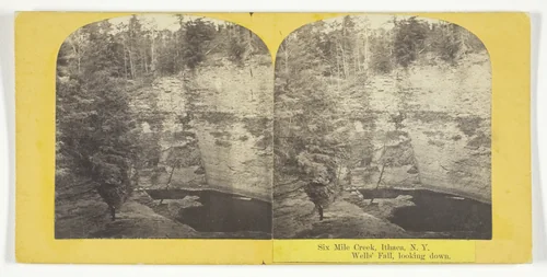 Six Mile Creek, Ithaca, N.Y. Well's Fall, looking down by J. C. Burritt, photograph, 1860-1865