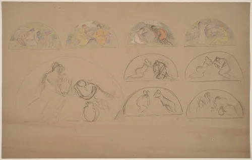 Studies for Lunettes by Charles Sprague Pearce, drawing, 1890-1897