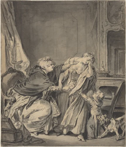 The Angry Mother by Jean-Baptiste Greuze, drawing, 1725-1805
