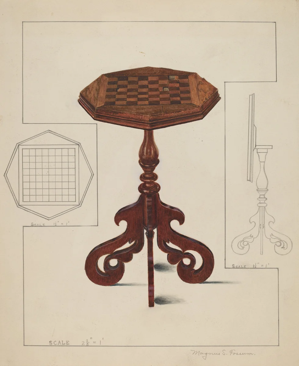 Checker-board Table-tilt Top by Magnus S. Fossum, index of american design, 1936