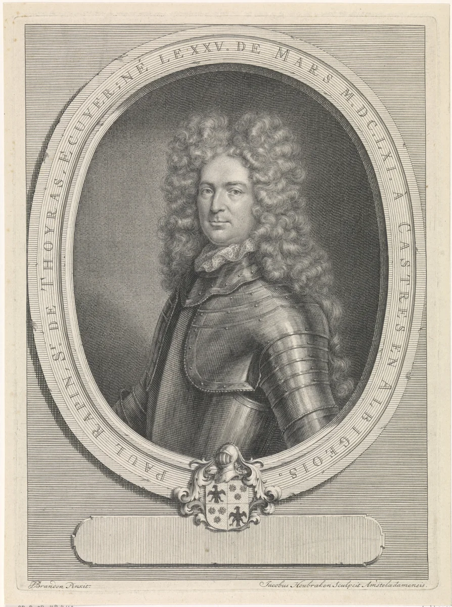 Portret van Paul de Rapin de Thoyras by Jacob Houbraken, print, 1724-1725
