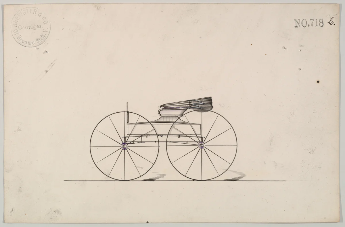 Design for Wagon, no. 718c by Brewster & Co., drawing, 1850-1870
