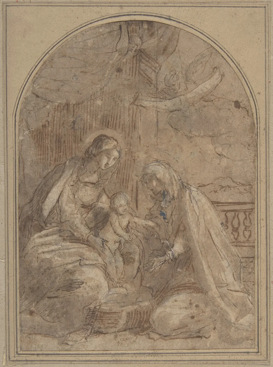 Virgin and Child with Saint Anna by anonymous, drawing, 1500-1600